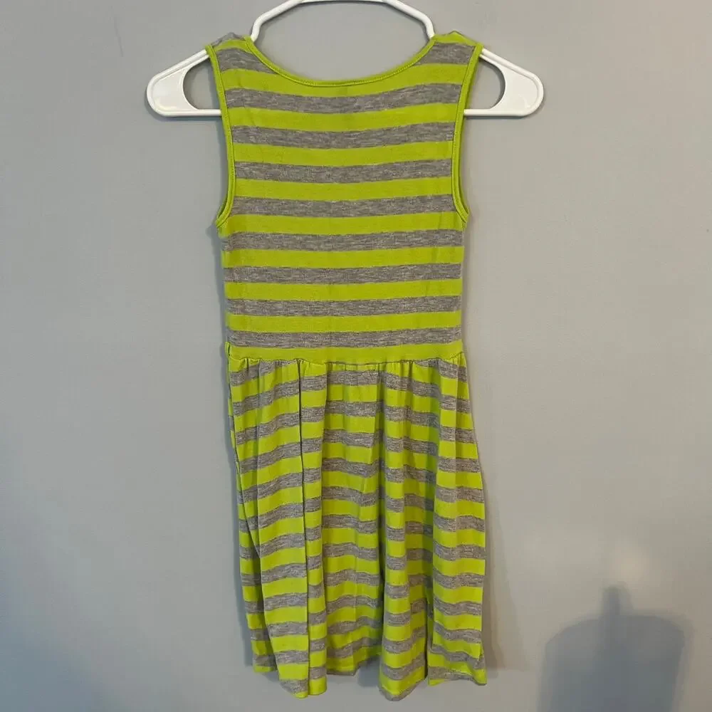 Velvet Butterfly Girls Striped Sleeveless Dress Size 10 / 12 Bright Green & Gray